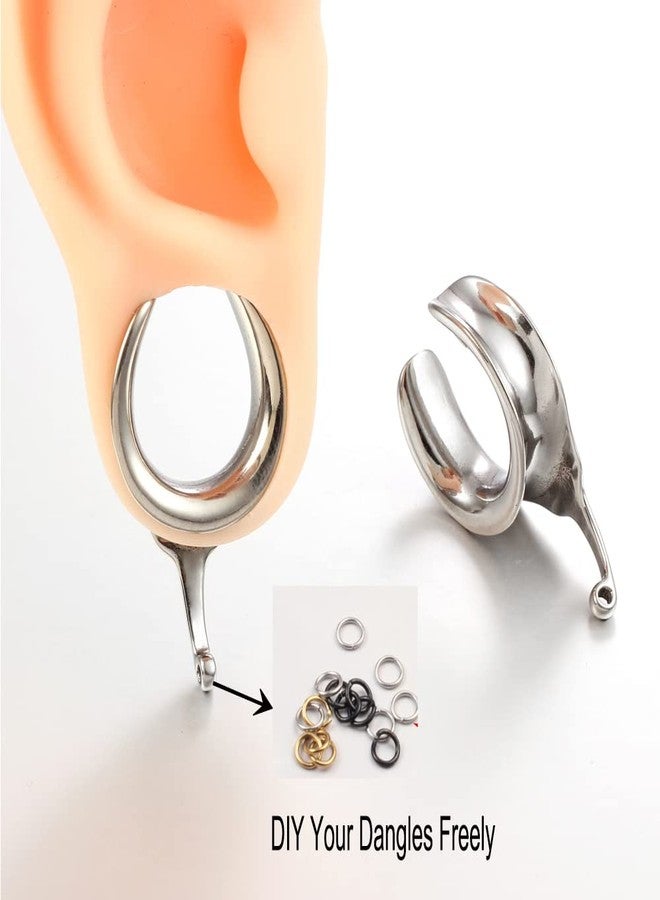 Earblity (6mm 2g DIY Ear Saddle Tunnel Plugs Piercing Stretchers Silver Hypoallergenic 316 Stainless Steel Ear Gauges Dangle Accessories Expander Fashion Body Jewelry 2PCS - Image 3
